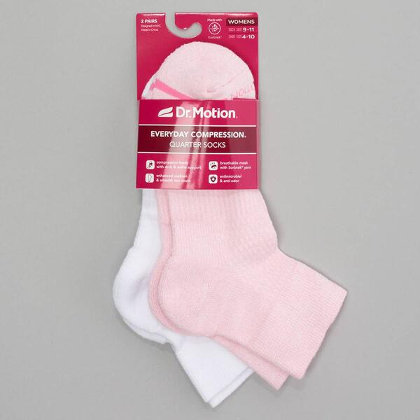 Womens Dr. Motion 2pk. Solid Quarter Socks - image 