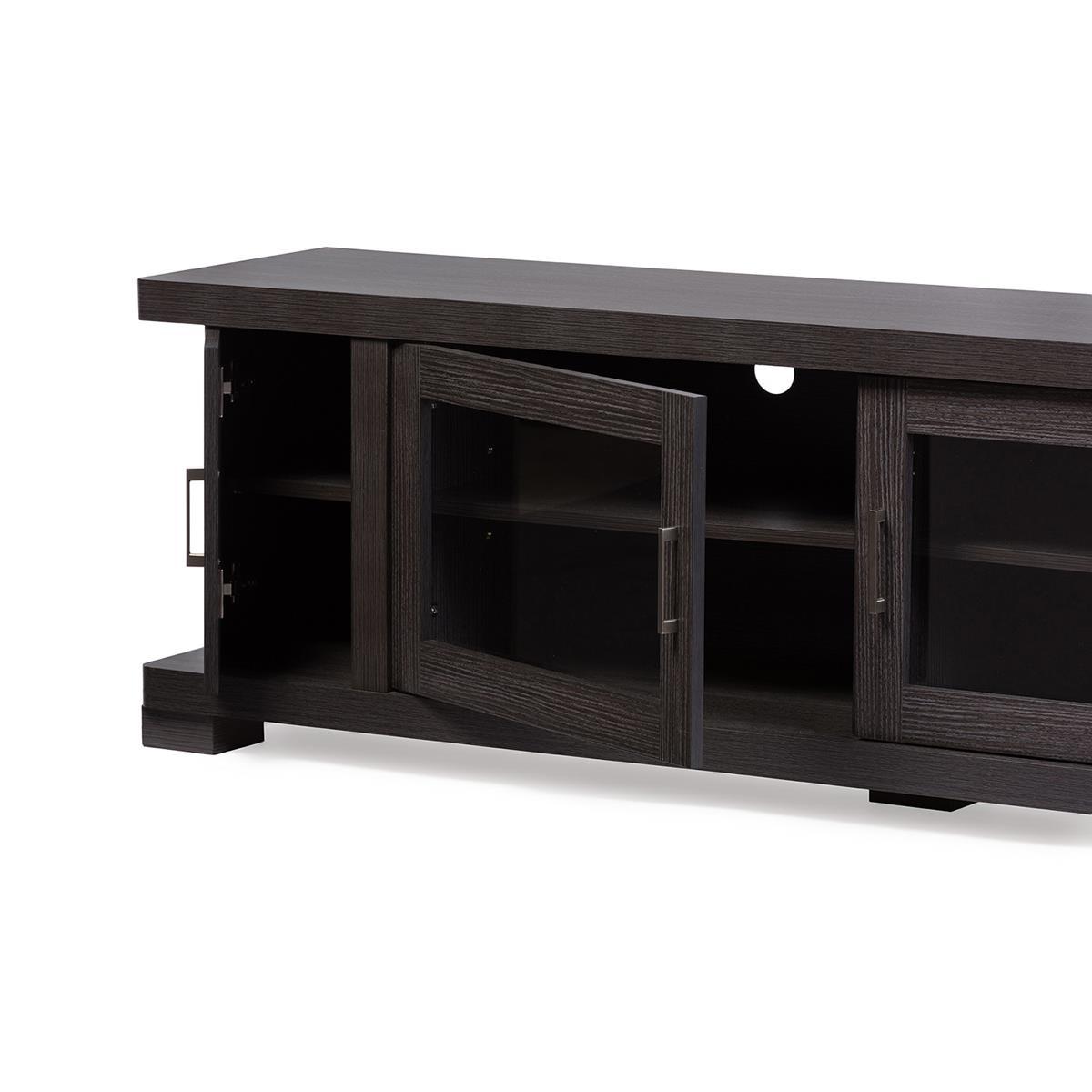 Baxton Studio Viveka 70in. Wood TV Cabinet with 2 Glass Doors