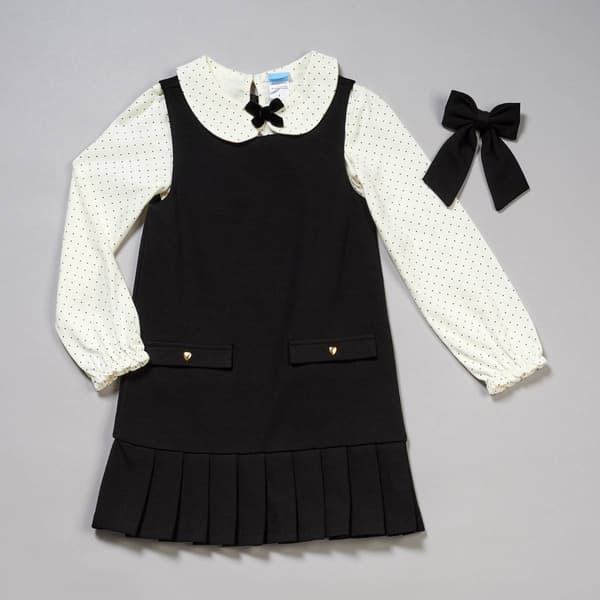 Girls (4-6x) Draper James 2pc. Pleated Jumper w/ Dot Top - image 