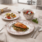 222 Fifth Adelaide Brown on White Porcelain 12pc. Dinnerware Set - image 6