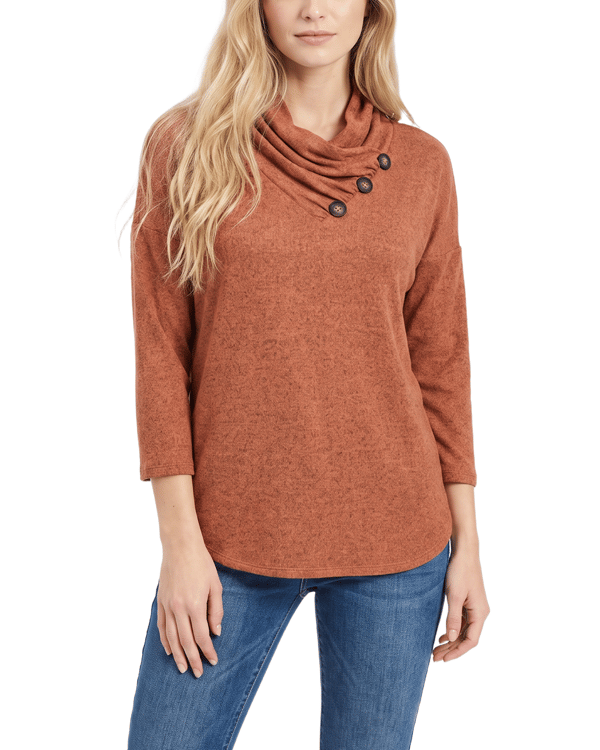 Womens NY Collection Hacci 3/4 Sleeve Cowl Neck Sweater - image 