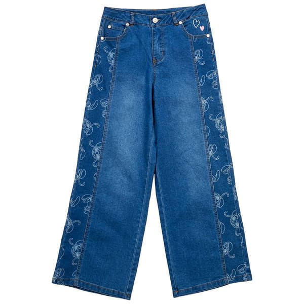 Girls (7-12) Disney Stitch & Angel Wide Leg Jeans