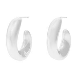Marsala Fine Silver Plated Puffed C-Hoop Post Earrings