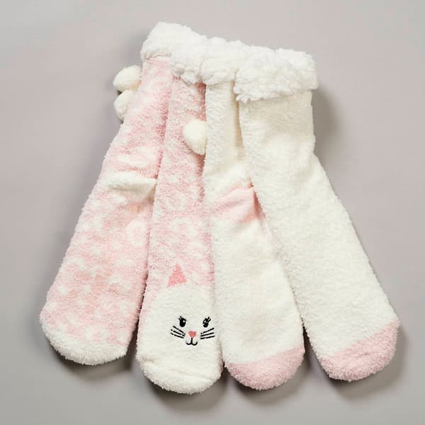 Womens Cuddl Duds&#40;R&#41; 2pk. Cat Critter Slipper Socks - image 