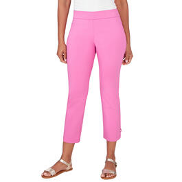 Petite Emaline Athens Solid Tech Stretch Pull On Capri Pants