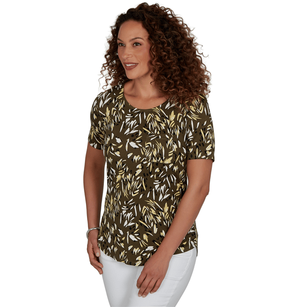 Womens Emaline Key Items Short Sleeve Round Neck Abstract Tee