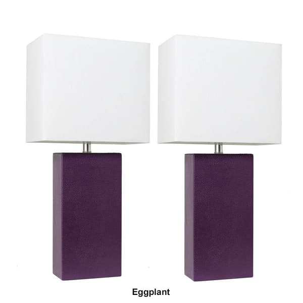 Elegant Designs&#8482; Modern Leather Table Lamps - Set of 2