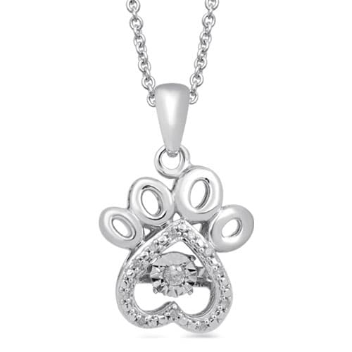 Love Symphony(tm) 1/20ct. Diamond Sterling Silver Paw Pendant - image 