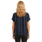 Womens Notations Short Sleeve Foil Stripe Split Neck Blouse - image 2