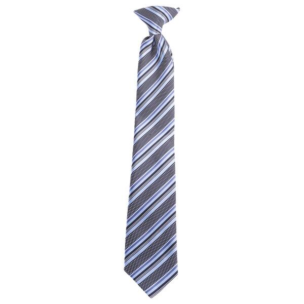 Boys Bill Blass Striped Clip On Tie - Black/Blue - image 