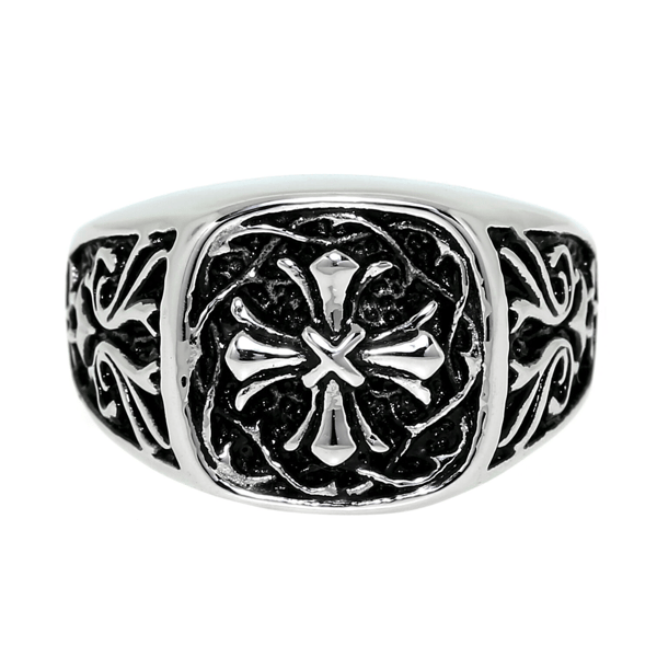 Mens Lynx Stainless Steel Warrior Pattern Ring - image 
