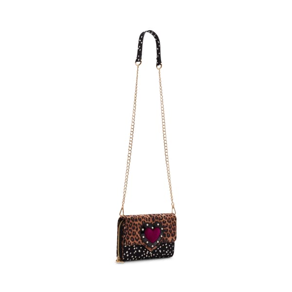 Womens Betsey Johnson Leopard Heart Wallet on a Chain