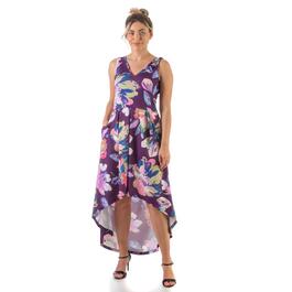 Womens 24/7 Comfort Apparel Floral Sleeveless Pleated Dress