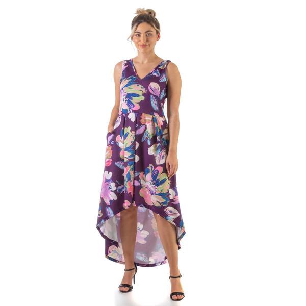 Womens 24/7 Comfort Apparel Floral Sleeveless Pleated Dress - image 