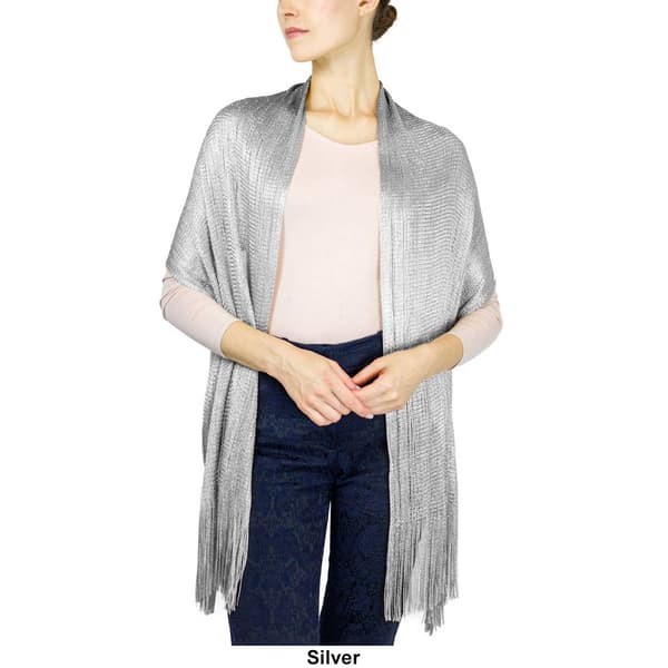 Womens Jessica McClintock Metallic Shawl w/Fringe
