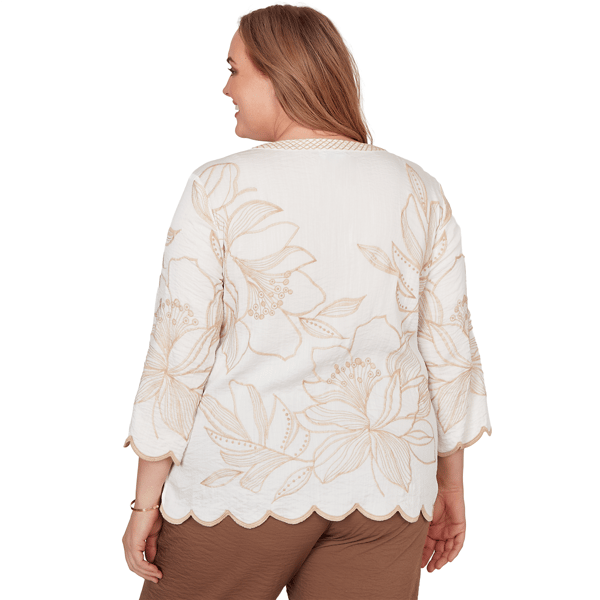 Plus Size Alfred Dunner Spice Market Scallop Edge Floral Blouse