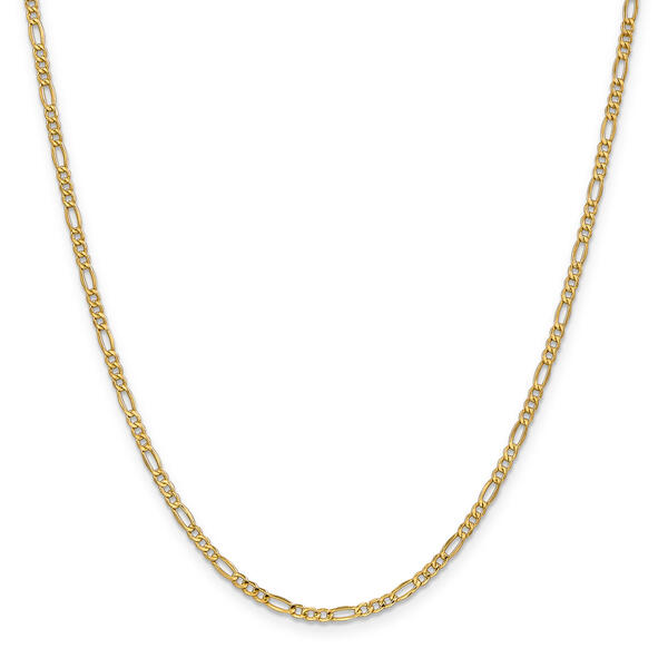 Gold Classics&#8482; 2.5mm. 14kt. Semi Solid Figaro Chain Anklet