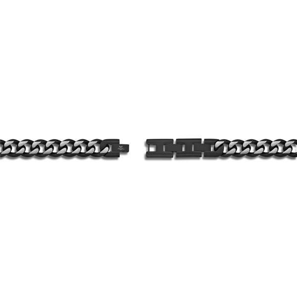 Mens Lynx Black Ion Plated Stainless Steel Foxtail Chain Necklace