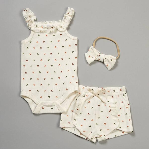 Baby Girl &#40;NB-9M&#41; Willow & Whimsy&#40;R&#41; 3pc. Heart Shorts Set - image 