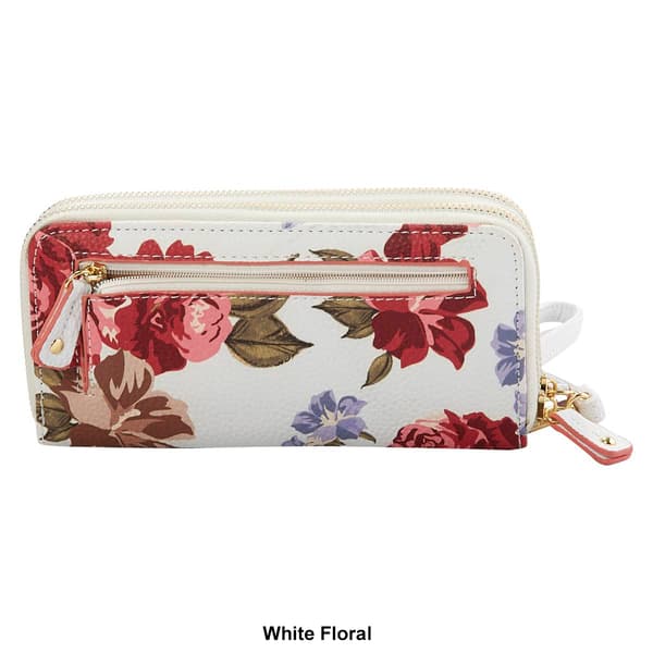 Womens Stone Mountain Rose Large Double Zip Wallet with Wristlet