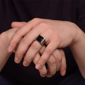 Mens Lynx Stainless Steel Black Resin Statement Ring - image 2