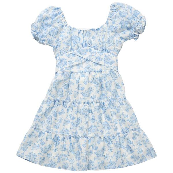 Girls &#40;7-16&#41; Rare Editions Floral Woven Puff Sleeve Dress - image 