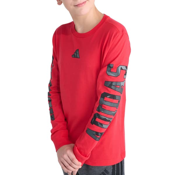 Boys (8-20) Adidas® Camo Logo Long Sleeve Tee - Pure Ruby