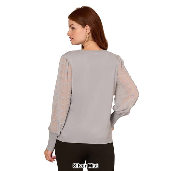Womens Adrianna Papell Long Cuff Sleeve Big Clip Dot Sweater