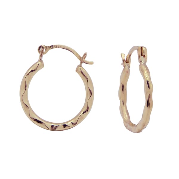 Kids 14kt. Gold Wavy Hoops - image 