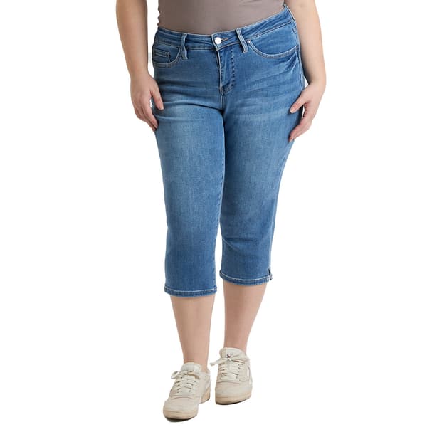 Plus Size YMI Tummy Control Vent Hem Denim Capris - image 