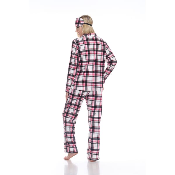 Womens White Mark 3pc. Pink Plaid Pajama Set