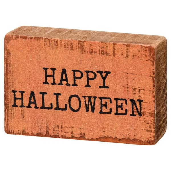 Primitives By Kathy Happy Halloween Block Sign