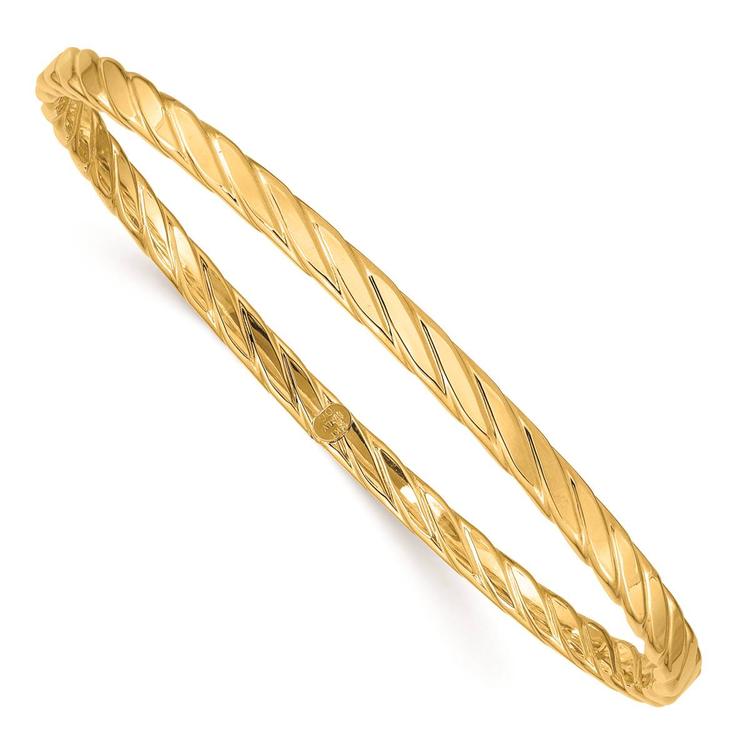 Gold Classics(tm) 14kt. Gold 4mm Textured Twist Slip-on Bangle