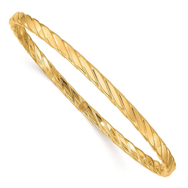 Gold Classics&#40;tm&#41; 14kt. Gold 4mm Textured Twist Slip-on Bangle - image 