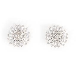 Gianni Argento Diamond Cubic Zirconia Cushion Stud Earrings