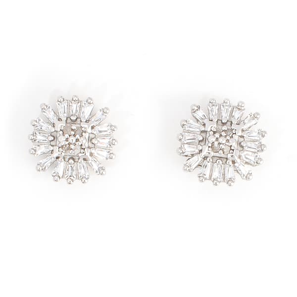 Gianni Argento Diamond Cubic Zirconia Cushion Stud Earrings - image 