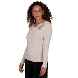 Womens Emaline Soiree Long Sleeve V-Neck Embellished Sweater