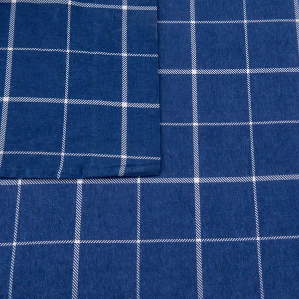Freshfolds Turkish Cotton Blue Windowpane Flannel 4pc. Sheet Set