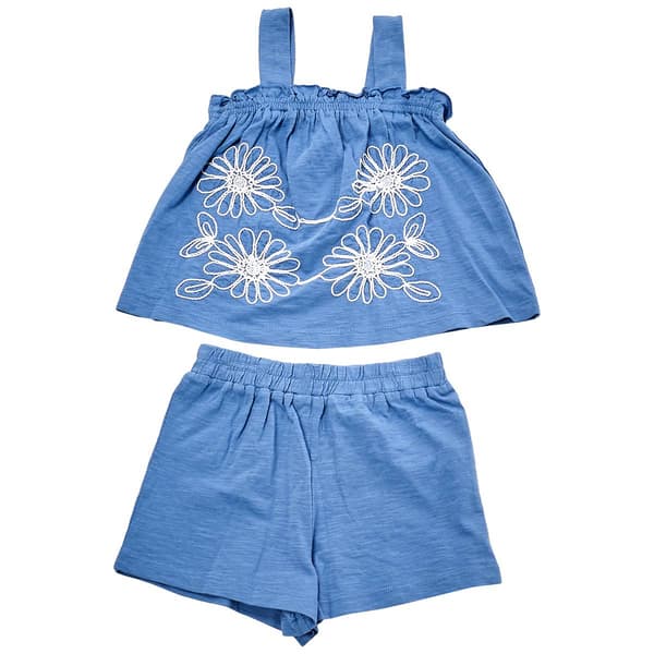 Girls (4-6x) Kiwi 2pc. Soutache Flowers Knit Top w/ Shorts - image 