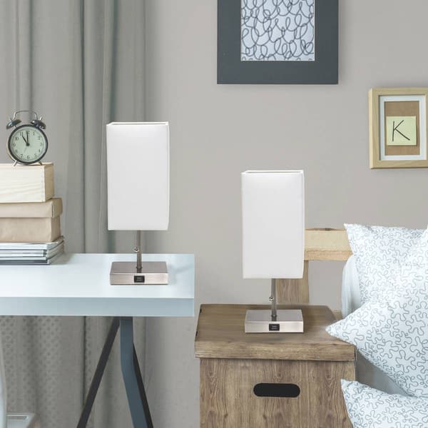Simple Designs Petite Stick Lamps w/USB Port - Set of 2