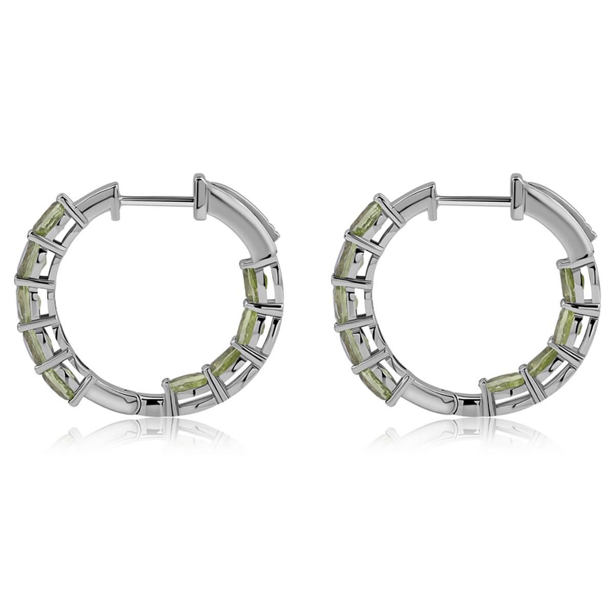 Gemstone Classics™ 4x3mm Oval Peridot Inside Out Hoop Earrings