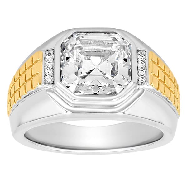 Mens Gentlemen''s Classics(tm) Sterling Silver Gold Plating CZ Ring - image 