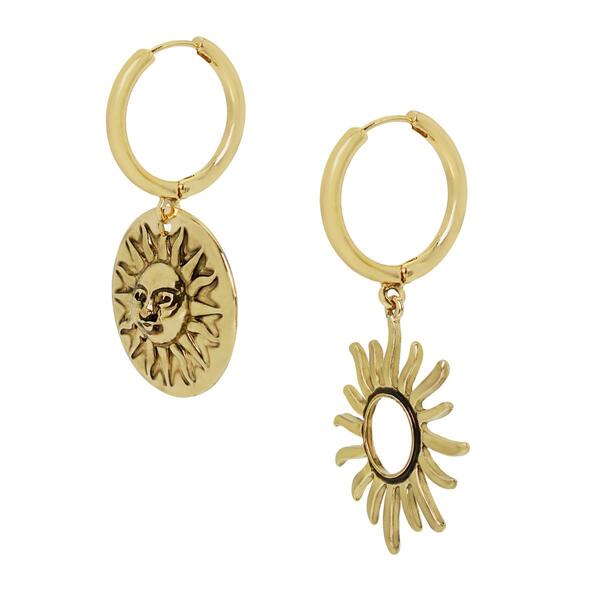 Steve Madden Mismatched Sun Charms Hoop Earrings - image 