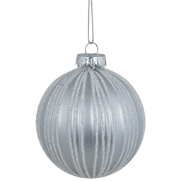 Northlight 4ct Silver Glitter Striped Ball Christmas Ornaments
