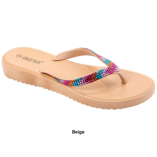 Womens Ashley Blue Iridescent Platform Flip Flops