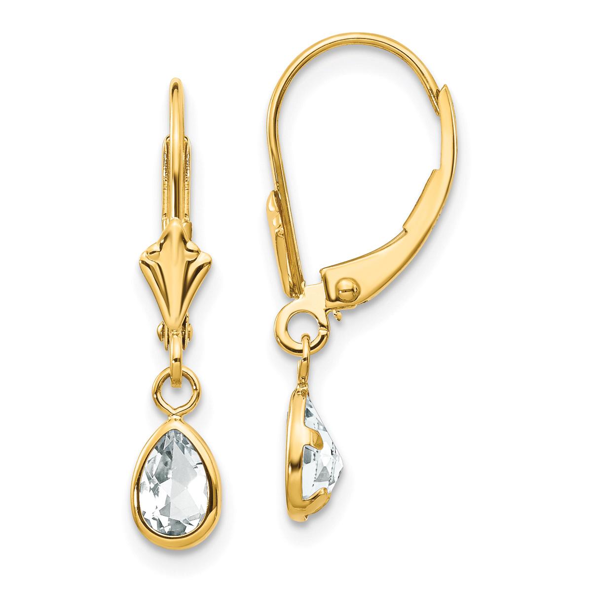 Gemstone Classics™ 14kt. Gold Pear Topaz Dangle Earrings