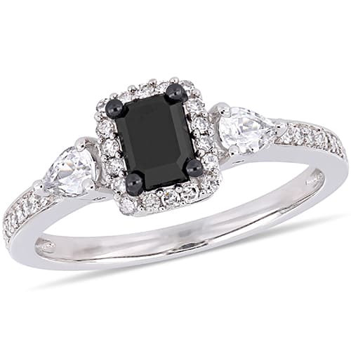 Radiant Rainbow&#40;tm&#41; 10kt. Diamond & Sapphire Engagement Ring - image 