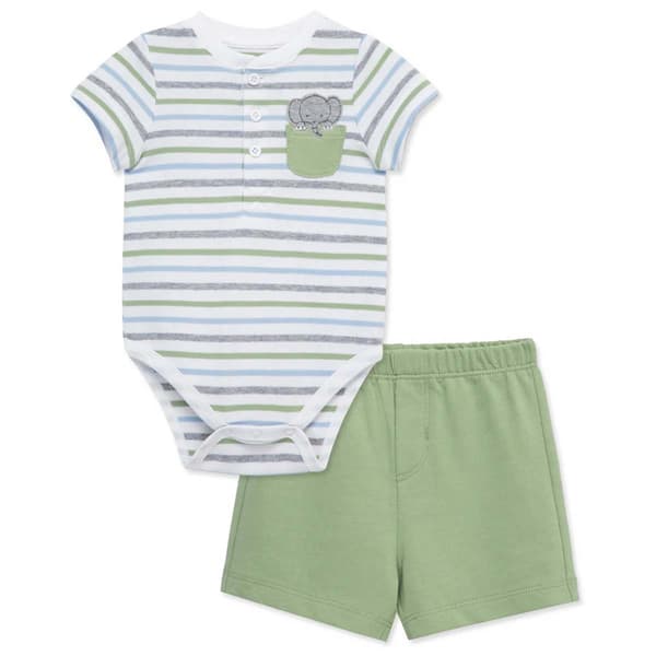 Baby Boy &#40;3-12M&#41; Little Me Elephant Shorts Set - image 