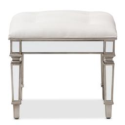 Baxton Studio Marielle Mirrored Ottoman Vanity Bench