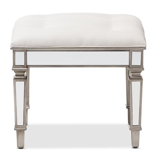 Baxton Studio Marielle Mirrored Ottoman Vanity Bench